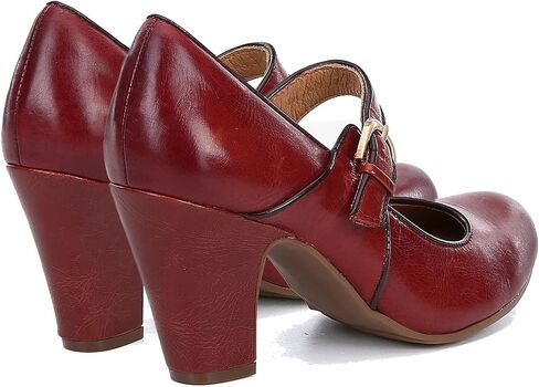 SHODENSE Women Vintage Chunky High Heel Mary Jane Shoes Round Closed Toe Ankle Strap Dress Sandals 3" Block Heels Mary Jane Lolita Pumps Two-Toned Patchwork Buckle Office Lady Wedding Retro 4-11 M US in Kuwait