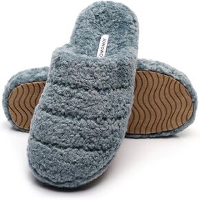 Women’s Fuzzy Warm Scuff Comfy Footbed Lady’s Closed toe Mule Slippers