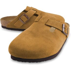 Clogs for Women Suede Clogs Cork Footbed Mules Potato Shoes with Arch Support Men's Comfort Slip-On Clogs