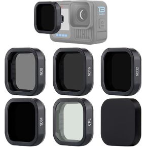 ND Filter Set for GoPro Hero 13 Black, 5 Pack (CPL/ND64/32/16/8) Neutral Density & Polarizing Lens(Color Saturation) Filter Kit with Lens Cap for GoPro 13