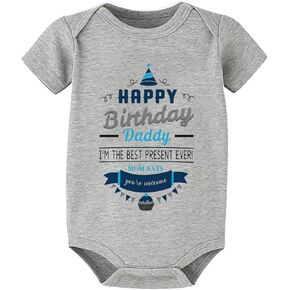 Happy Birthday Daddy Baby Romper Short Sleeve Baby Boys One-piece Rompers White Infant Clothes