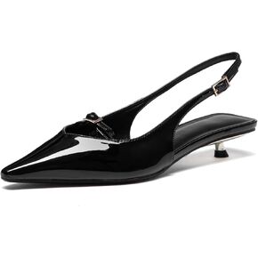 Lryweisy Women's Slingback Kitten Heels Low Heel Pump Sandal Pointed Toe Women Pumps Closed Toe Heels