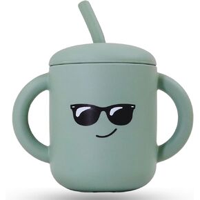 Fumiko Sippy cups for toddlers 1-3 – Adorable Personality Designs, Built-In Straw Lock, Easy-Grip Handles, (Smile Bug)