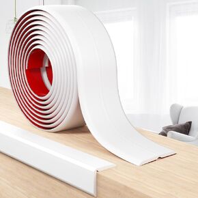 Corner Trim Moulding, Peel and Stick Molding Trim, Self Adhesive Corner Protectors for Walls, Flexible Inside & Outside Wall Corner Guard, Caulk Tape for Wall Edge Floor (Flat Style, 1.6 in x 10 Ft)
