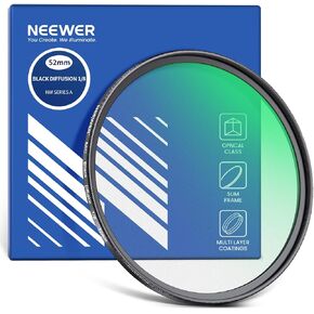 Neewer 62mm Black Pro Mist Diffusion 1/8 Filter Soft Dreamy Cinematic Effect Filter Ultra Slim Water Repellent Scratch Resistant Optical Glass, Multi Nano Coatings for Video/Vlog/Portrait Photography