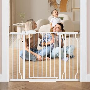 owlie Extra Wide Baby Gate for Stairs 29-46.5 Inch Wide,30.5" Tall Indoor Outdoor Baby Safety Gate for Doorways Pressure Mounted Dog Pet Gates for Kids Toddler(White)