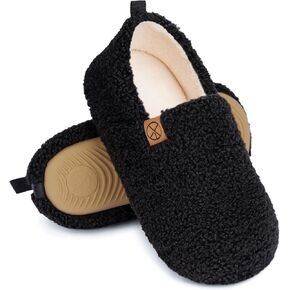 Women's House Slippers Lightweight Memory Foam House Shoes Cozy Closed Back Slippers with Curly Fleece for Indoor Outdoor