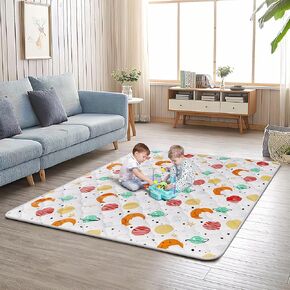 Baby Play Mat, 51 x 51 Inch Play Mat Perfect for Use Baby Playpen, Foldable Baby Sponge Playmat for Floor, Portable Activity PlayMats for Babies and Toddlers, Super Soft&Warm, Machine-Washable