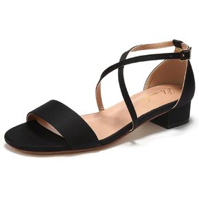 Elivandon J1584 Women's Satin Low-Heel Evening Sandals Open Toe 1.18 inches Block Heel Satin Pumps Evening Party Bridal Wedding Shoes
