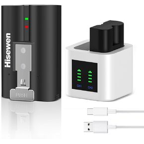 Hisewen 1Pack 6040mAh Replacement Battery with Charger Station for Ring-Doorbell Camera 2/3/3plus/4, Stick Up Cam Battery and Spotlight Camera.