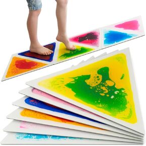 Liquid Triangle Sensory Tiles -13" x 15" Colorful Floor Lava Tiles for Kids Assist Learning - Social Emotional Gross Motor Toys for Special Needs Children - Set of 6
