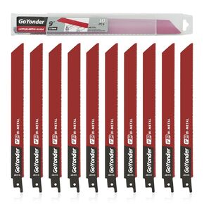 GoYonder Reciprocating Saw Blades 9 Inch 14TPI Saw Blades for Metal Pipe, Sheet Metal, Rebar, Bi-Metal Saw Blades Wear Resistance Sharp for Metal Cutting with Organizer Case (10-Pack)