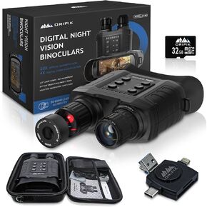 Night Vision Goggles with Infrared Diffuser - Digital Infrared Binoculars, Imaging Camera Binoculars for Adults, 20X Optical & 4X Digital Zoom, 4" Display Screen, 32G SD Card