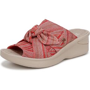BZees Womens Smile Slide Sandal Coral Weekend Stripe Fabric 8 W