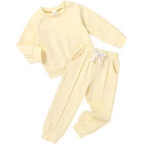 YOUNGER TREE Toddler Fall Outfits for Girl Long Sleeve Sweatsuit Top and Sweatpants Set Baby Girl Clothes in Kuwait