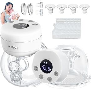 S21 Wearable Breast Pump Hands Free,Portable Hands Free Breast Pump for Breastfeeding,Electric Portable Wireless Breast Pumps,2 Modes&9 Levels Double Wearable Pump,21/24/27mm Flange,2 Pack