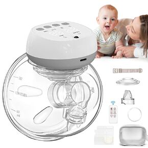 Wearable Breast Pump Hands Free Breast Pump 12 Levels 3 Modes Portable Electric Breast Pump w/Remote Control,140°Soft Silicone,LCD,1200mAh Battery,Low Noise Leak-Proof Painless Breastfeeding