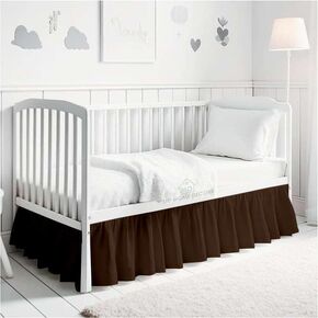 Crib Bed Skirt Dust Ruffle with Split Corners, 100% Cotton, Dark Grey Nursery Crib Skirt for Baby Boys or Girls, 28x52, 14" Drop, Toddler Bed Skirt, Baby Bedding, Crib Sheet Skirt, Soft & Breathable in Saudi Arabia