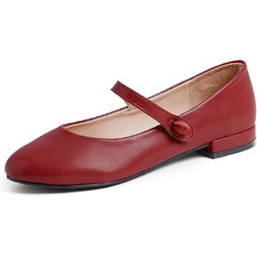 FEVERSOLE Women's Mary Jane Fashion Round Toe Low Heel Slip On Flats