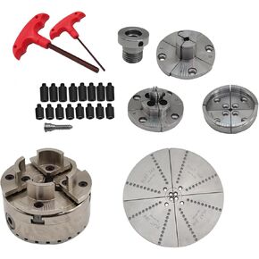 4 inch wooden lathe chuck set 1 "x 8 tpi thread, nickel plated self-centering 4-jaw wooden lathe chuck set (5-collet)