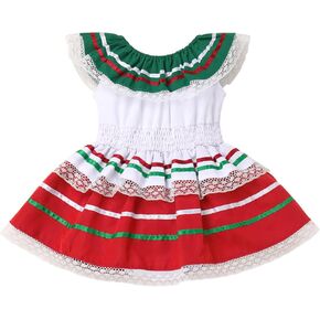Infants Baby Girls Mexican Dress for Halloween Day of The Dead Traditional Folk Drape Romper Dress