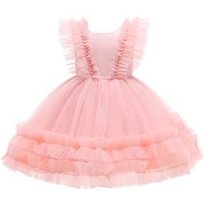 JerrisApparel Baby Girls Dress Kids Ruffle Tulle Dress Princess Birthday Party Outfit