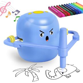 Drawing Robot for Kids, Interactive Educational Drawing Robot, Kids Robot Toys with 100 Word Cards & Voice Interaction, Robot Drawing Machine Present for Girls and Boys Age 3+,with 12 Color Pens, Blue