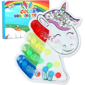 Color Sorting Toys for Toddlers 1-3, Squishy Sensory Fidget Toys, Fine Motor Skills Toys for Girls, Unicorn Color Matching Toys Preschool Learning Activities Montessori Easter Gifts Stuffers for Kids