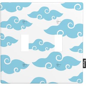 Big Floating Clouds Toggle Light Switch Covers Bluish Cloud Scape Nature Space Blue 2-Gang Wall Plate for Living Room Nursery Boys Girls Bedroom Decor Home