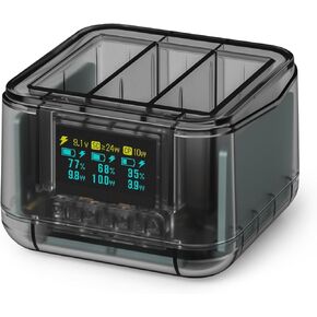 SYMIK Insta 360 Ace Pro 2 Battery Charger, 24W OLED Screen Intelligent Triple Slot Fast Charging Hub for Insta360 Ace Pro 2 / Ace Pro/Ace Battery Accessory, Shows Battery Level (Charger Only)