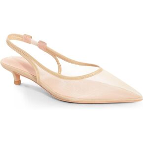 Kitten Heel Pump Shoes Mesh Heels for Women Pointed Toe Slingback Heels
