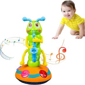 Kids Electric Dancing Caterpillar Saxophone Musical Toy - LED Light-Up Sensory Toy for Toddlers - No Batteries Required for Boys & Girls(1pc)