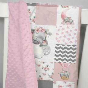 Mink Baby Boys Blanket Navy Blue Gray Elephant, Dream Big Little You Are So Loved Soft Double Layer Dotted Backing Receiving Swaddle Moon Star Newborn Infant Toddler Nursery Crib Bedding 30x40