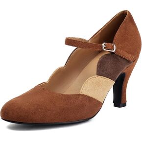 Women's Mary Jane Close Round Toe Vintage 1950s Gatsby Heels Ankle Straps Retro 1920s Victorian Pumps 1930s Shoes