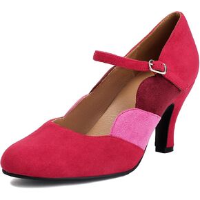 Women's Mary Jane Close Round Toe Vintage 1950s Gatsby Heels Ankle Straps Retro 1920s Victorian Pumps 1930s Shoes