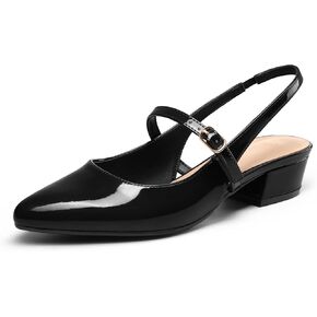 mysoft Women's Slingback Mary Jane Pumps Block Low Heel Adjustable Buckle Dress Shoes