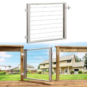 Cable Railing Gate for Wood/Metal Cable Railing System Stainless Steel Fence Gate (Right Hand in Swing, Slivery)