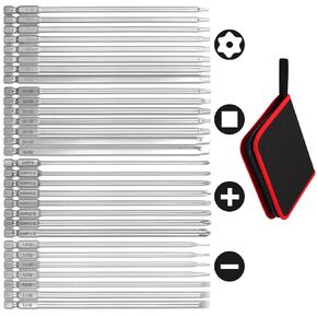 30 Pcs Assortment Screwdriver Bit Set Portable 6 Inch Long Torx Bit Set S2 Alloy Steel Magnetic Allen Wrench Drill Bit Set Impact 1/4 Hex Shank Bit Set for DIY Home Use
