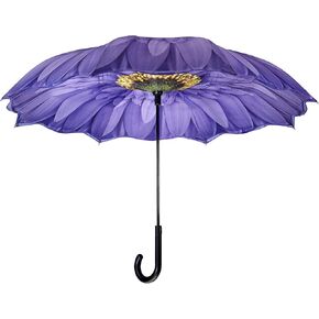 Galleria Reverse Close Stick Umbrella Wisteria-Art on both sides