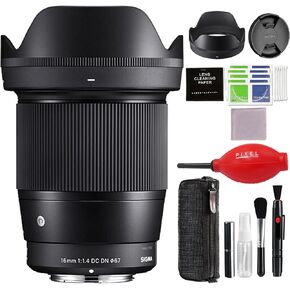 Sigma 16mm f/1.4 DC DN Contemporary Lens for RF Mount with Advanced Accessory and Travel Bundle (Sigma 4-Year USA Warranty) | Sigma 16mm f1.4 rf Mount