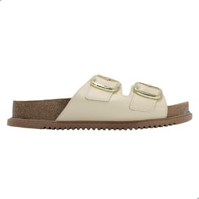 Women's Sandals sandalia flat casual para mujer (BEIGE AND GOLD), Crema