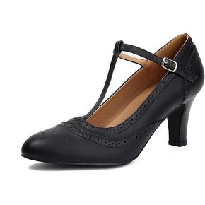 Women's Mary Jane Rockability Oxford Close Round Toe Vintage Wingtip 1950s Gatsby Heels T-Straps Retro 1920s Victorian Pumps Shoes