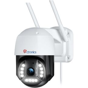 Ctronics 4K 8MP Security Camera Outdoor, 2.4/5Ghz WiFi Surveillance IP Camera Outdoor with Smart Human/Vehicle Detection, Auto Tracking, 65ft Color Night Vision, Two Way Audio,Plug in,IP66