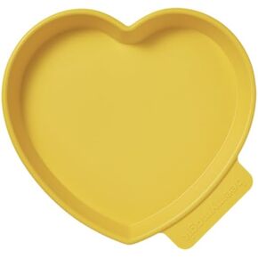 Heart Shaped Platinum Silicone Food Tray for Toddlers, 17 oz, Made in Korea, Yellow, BPA Free, Microwave & Dishwasher Safe