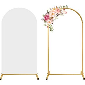 7.2 FT Wedding Arch Backdrop Stand Cover Set, Metal Balloon Arch Stand Kit, Arch Backdrop Cover, Balloon Arch Stand for Party, Wedding, Baby Shower, Birthday Party, Graduations