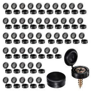 Screw Caps, 150 PCS Plastic Hinged Screw Covers Caps Black Hinged Screw Caps Folding Shutter Screw Cover Cap Snap Washer Covers Flip Tops for Covering Screw Heads, Screw Protection (Small, Black)