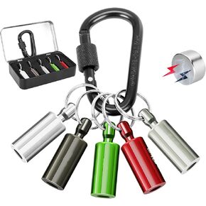 Magenetic Suction V2ine 5Pcs Strong Rare-Earth Magentic Bit Holder Keychain for 1/4 Hex Shank Screwdriver Bits Extension Bar（2inch long and above）