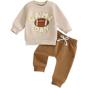 NANYKNIGHT Toddler Baby Boys Fall Winter Clothes Rugby Long Sleeve Sweatshirts Pullover Pants Set Sweatsuit Outfit