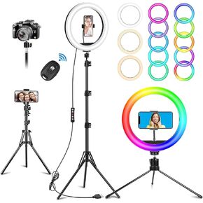 12" LED Ring Light with 62" Adjustable Tripod for iPhone, Camera & Live Streaming – Dimmable Lighting for Makeup, Video Recording, YouTube, TikTok, Photography