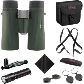 Kowa BD II XD 8x42mm PROMINAR Roof Prism Binocular with Waith Harness Webbing Strap, Waith Compact Keychain Flashlight, Lens Pen Cleaning System and Waith Cleaning Cloth (Essential Bundle)